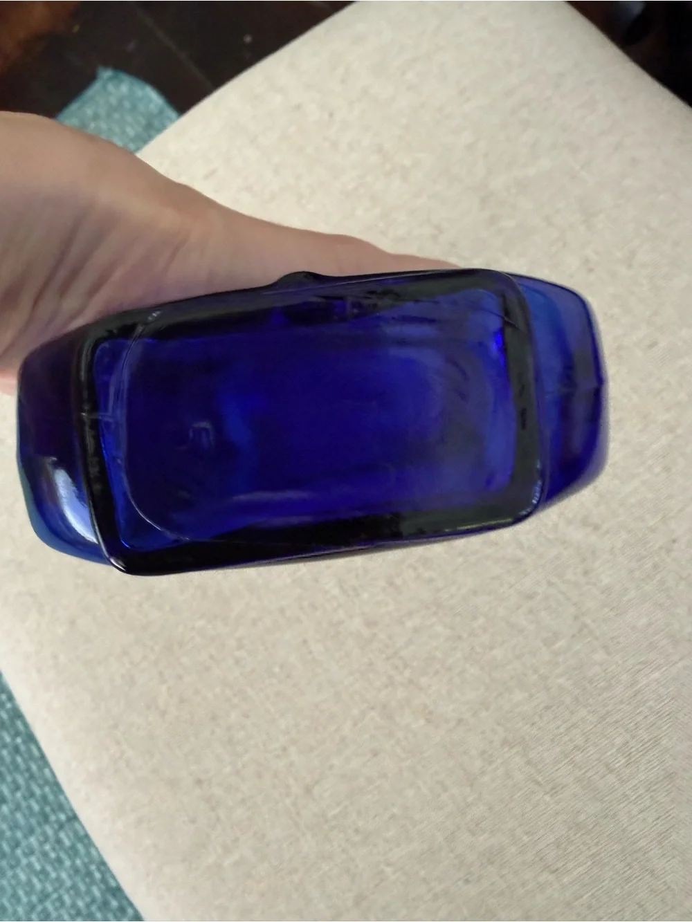 Violin bottle cobalt blue vintage glass antique